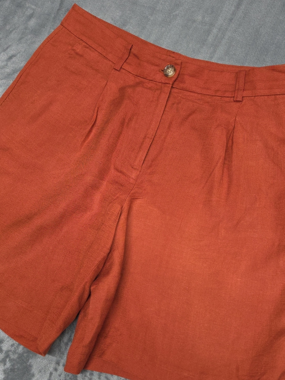 LOFT 12 Linen High-Waist Rust Tailored Shorts